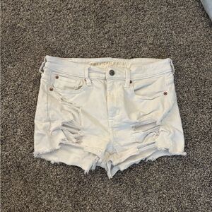 American Eagle White Distressed Jean Shorts